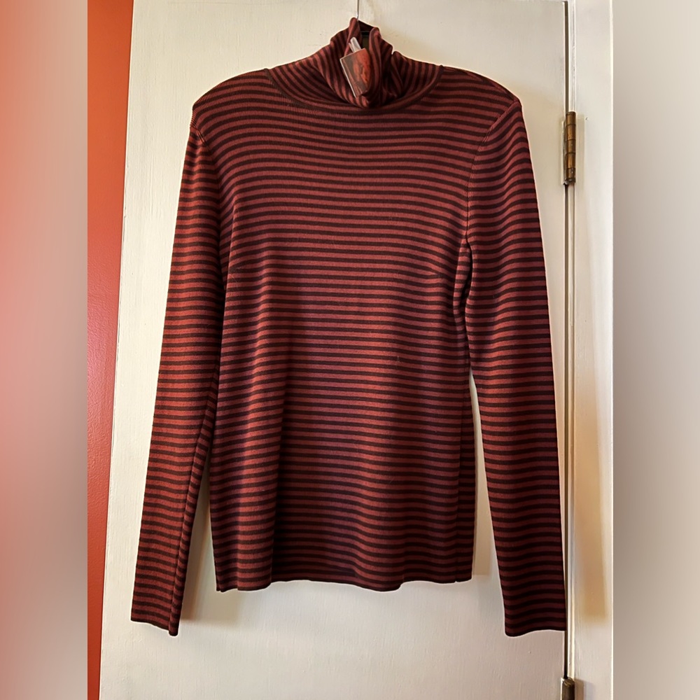 PERUVIAN CONNECTION STRIPED KNIT TURTLENECK L NWT